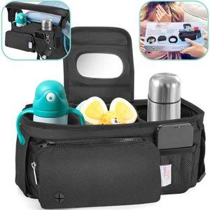 Baby Stroller Organizer - Stroller Caddy with Insulated Cup Holder